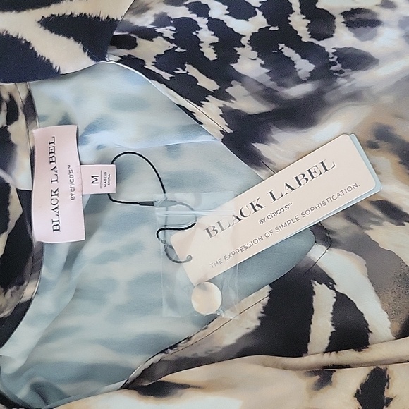 Chico's Black Label Chiffon Animal Print Scarf Blouse NWT Size M - Picture 7 of 12